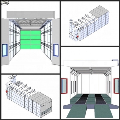 220V Industrial Car Spray Booth Dengan Fiberglass Floor Filter Dan Exhaust Fan