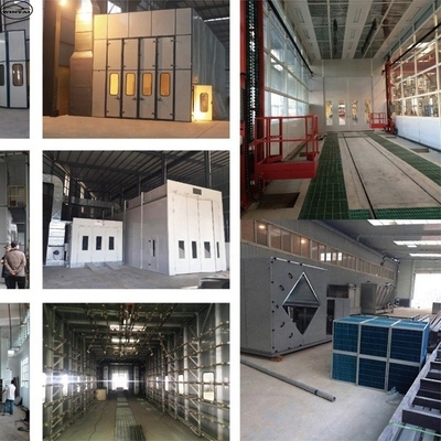 220V Industrial Car Spray Booth Dengan Fiberglass Floor Filter Dan Exhaust Fan