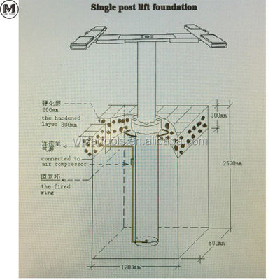 Hydraulic Ground Hidden Design Single Post Car Lift Untuk Kendaraan 3500kg