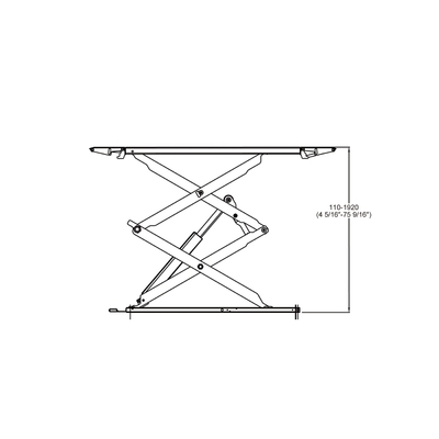 Full Rise Automotive Scissor Lift 1850mm Tinggi Angkat Dengan Kunci Keamanan Pneumatik