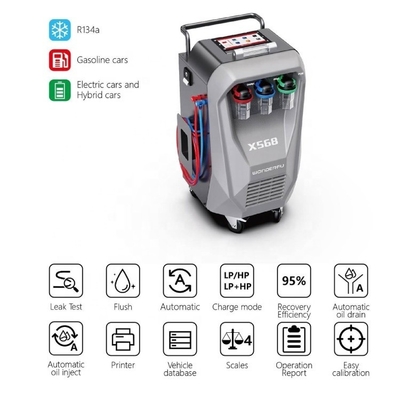 3/8HP Kompresor X568 Mobil AC Recovery Machine Dengan Flushing Fungsi Dan Dibangun Dalam Printer