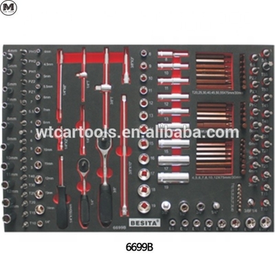 400pcs Garage Tool Trolley Set Kapasitas Besar Dengan 8 laci 5pcs Roda