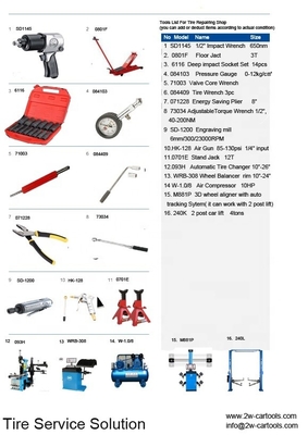 W-1.0/8 Peralatan bengkel ban dengan kompresor udara 10HP dan 12T Stand Jack