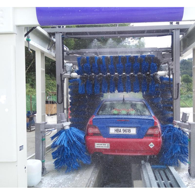 Mesin cuci mobil terowongan penuh otomatis Mesin cuci mobil tekanan tinggi 10 sikat Sistem cuci mobil rollover Sistem kontrol PLC Peralatan cuci mobil otomatis