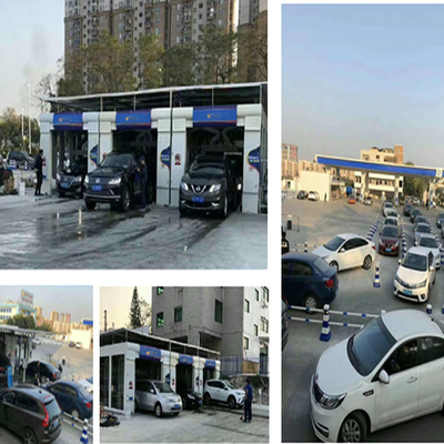 Mesin cuci mobil terowongan penuh otomatis Mesin cuci mobil tekanan tinggi 10 sikat Sistem cuci mobil rollover Sistem kontrol PLC