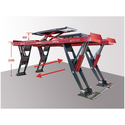 Lift Mobil Gunting Vertikal Berbentuk-Y untuk Pengangkatan Penyelarasan Roda Tugas Berat Kapasitas Angkat 11 silinder 5500kg