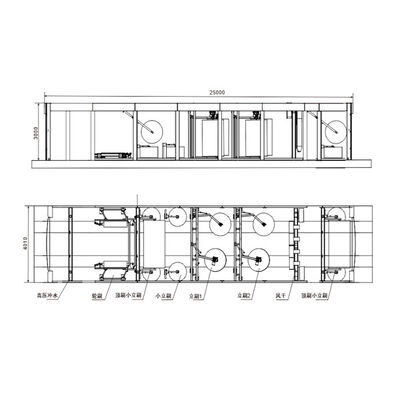 Rantai kabel flatbed Peralatan Cuci Mobil Otomatis dengan 14 sikat Mesin Cuci Mobil Otomatis dengan 6 pengering