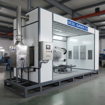 G10 Diesel Burner Automotive Spray Booth dengan ketebalan dinding 50mm dan komponen kontrol Schneider