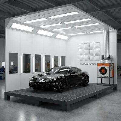 Car Spray Booth dengan 300mm Steel Structure Base, Filter Bag Intake Filter, dan G10 Diesel Burner untuk Lukisan Optimal