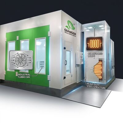 LPG Turbo Fan Truck Paint Spray Booth 40 Pcs Lampu inframerah Struktur baja tugas berat Ruang cat kendaraan besar
